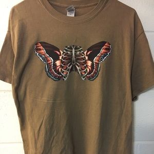Pan.imus Ribcage Moth medium light brown T-shirt